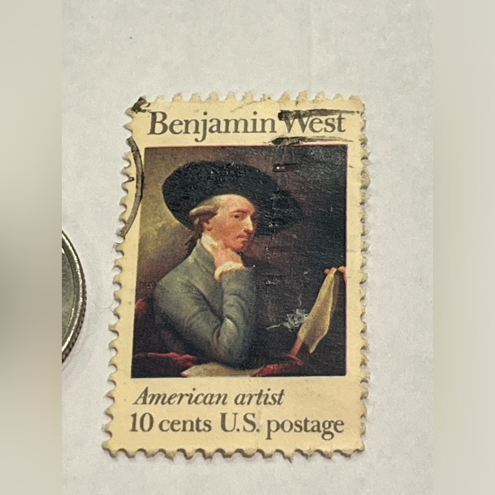 Vintage Old Used 10¢ Benjamin West (American Artist) Stamp from 1975